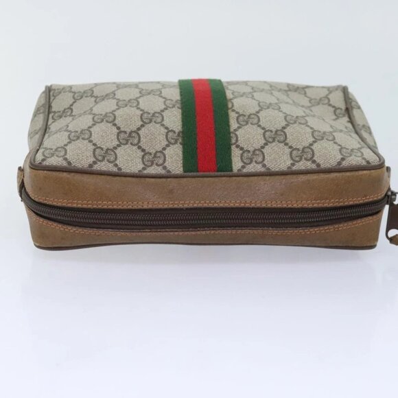 GUCCI GG Supreme Web Sherry Line Clutch Bag PVC Beige Red 89 01 012 Auth bs18432 - Picture 14 of 16